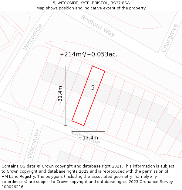 5, WITCOMBE, YATE, BRISTOL, BS37 8SA: Plot and title map