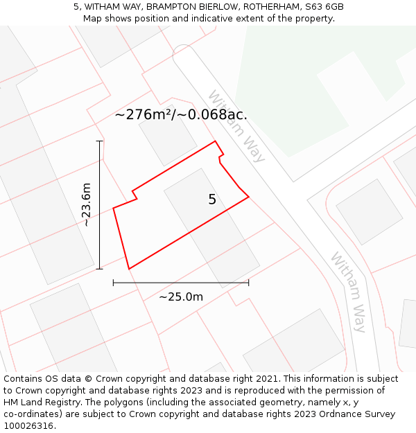 5, WITHAM WAY, BRAMPTON BIERLOW, ROTHERHAM, S63 6GB: Plot and title map