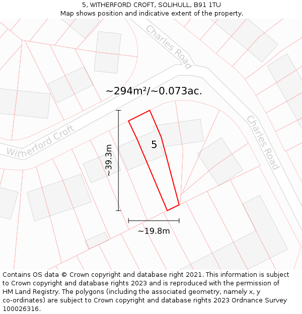 5, WITHERFORD CROFT, SOLIHULL, B91 1TU: Plot and title map