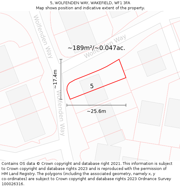 5, WOLFENDEN WAY, WAKEFIELD, WF1 3FA: Plot and title map