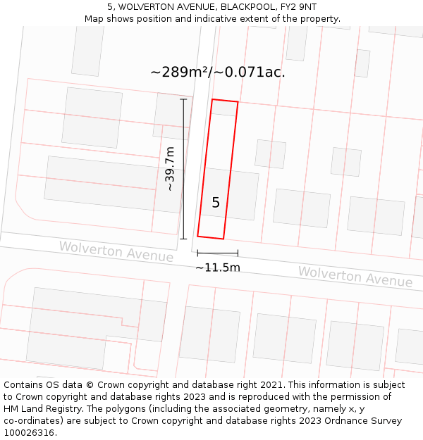 5, WOLVERTON AVENUE, BLACKPOOL, FY2 9NT: Plot and title map