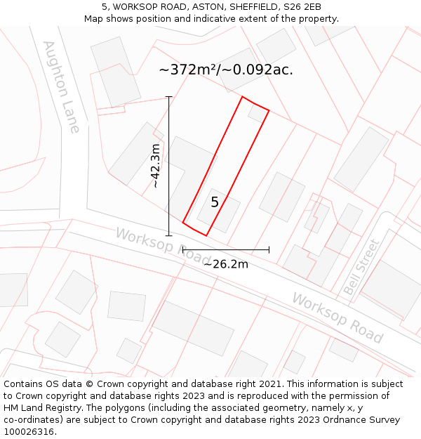 5, WORKSOP ROAD, ASTON, SHEFFIELD, S26 2EB: Plot and title map