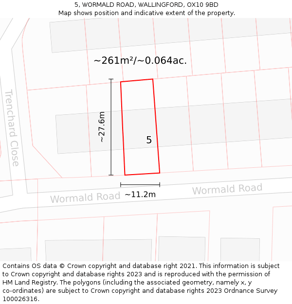 5, WORMALD ROAD, WALLINGFORD, OX10 9BD: Plot and title map