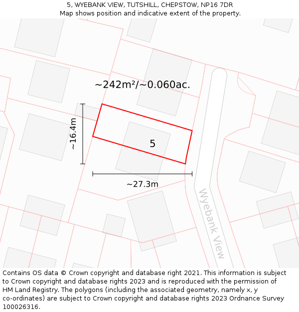 5, WYEBANK VIEW, TUTSHILL, CHEPSTOW, NP16 7DR: Plot and title map