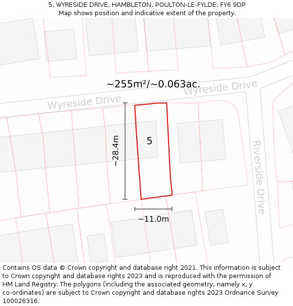 5, WYRESIDE DRIVE, HAMBLETON, POULTON-LE-FYLDE, FY6 9DP: Plot and title map