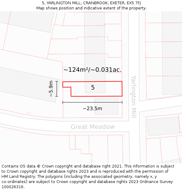 5, YARLINGTON MILL, CRANBROOK, EXETER, EX5 7FJ: Plot and title map