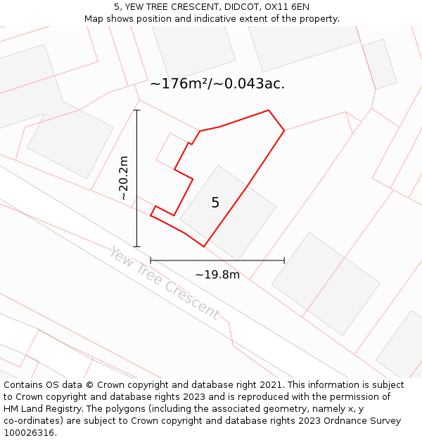 5, YEW TREE CRESCENT, DIDCOT, OX11 6EN: Plot and title map