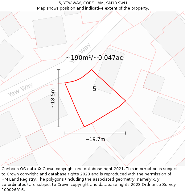 5, YEW WAY, CORSHAM, SN13 9WH: Plot and title map