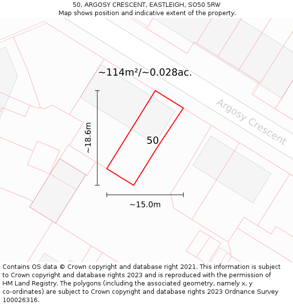 50, ARGOSY CRESCENT, EASTLEIGH, SO50 5RW: Plot and title map