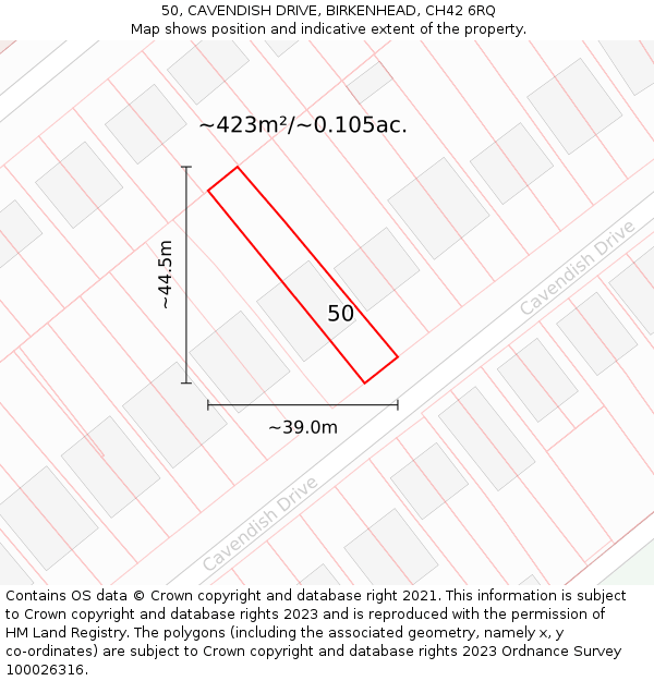 50, CAVENDISH DRIVE, BIRKENHEAD, CH42 6RQ: Plot and title map