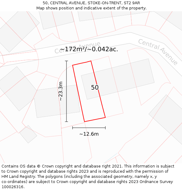 50, CENTRAL AVENUE, STOKE-ON-TRENT, ST2 9AR: Plot and title map