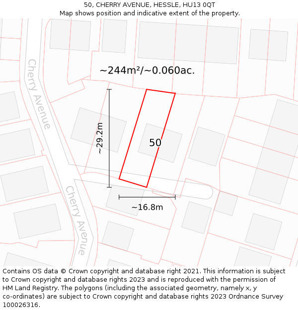 50, CHERRY AVENUE, HESSLE, HU13 0QT: Plot and title map