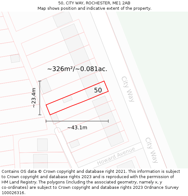 50, CITY WAY, ROCHESTER, ME1 2AB: Plot and title map