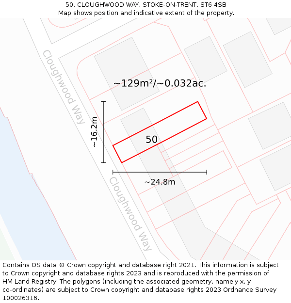 50, CLOUGHWOOD WAY, STOKE-ON-TRENT, ST6 4SB: Plot and title map