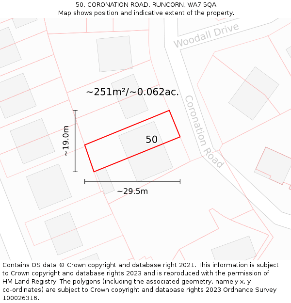 50, CORONATION ROAD, RUNCORN, WA7 5QA: Plot and title map