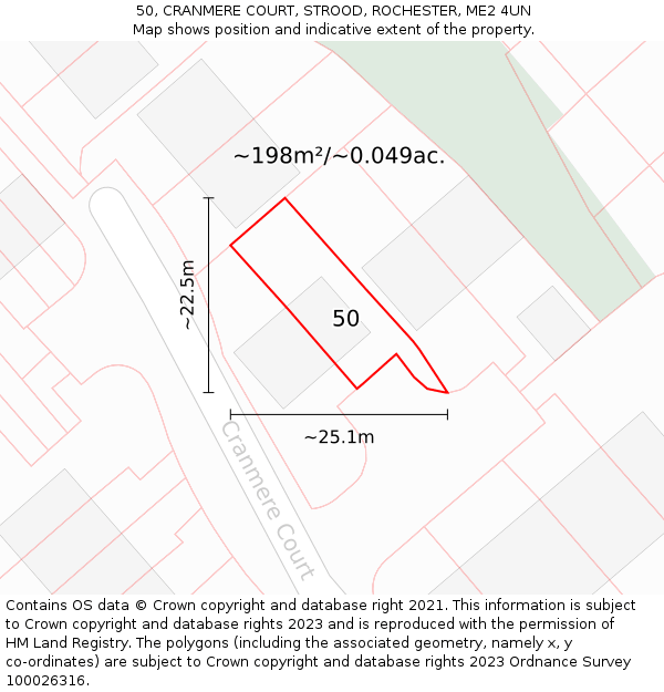 50, CRANMERE COURT, STROOD, ROCHESTER, ME2 4UN: Plot and title map