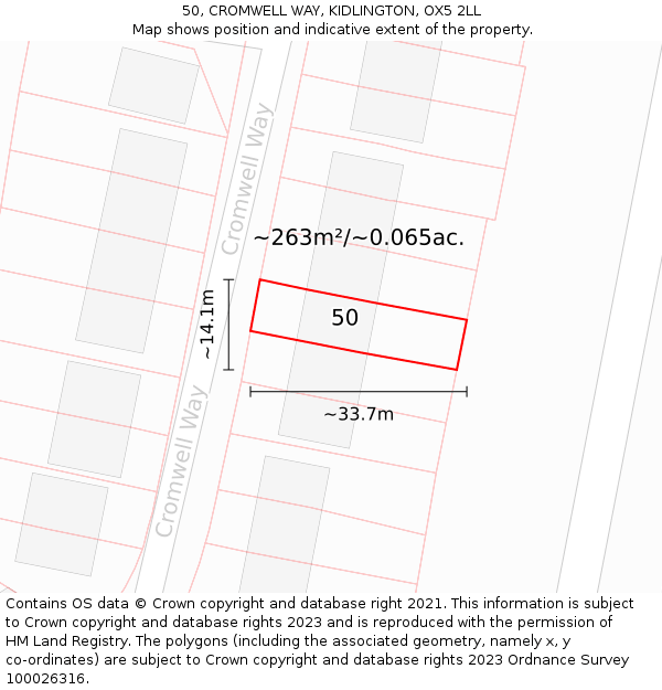 50, CROMWELL WAY, KIDLINGTON, OX5 2LL: Plot and title map