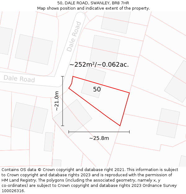 50, DALE ROAD, SWANLEY, BR8 7HR: Plot and title map