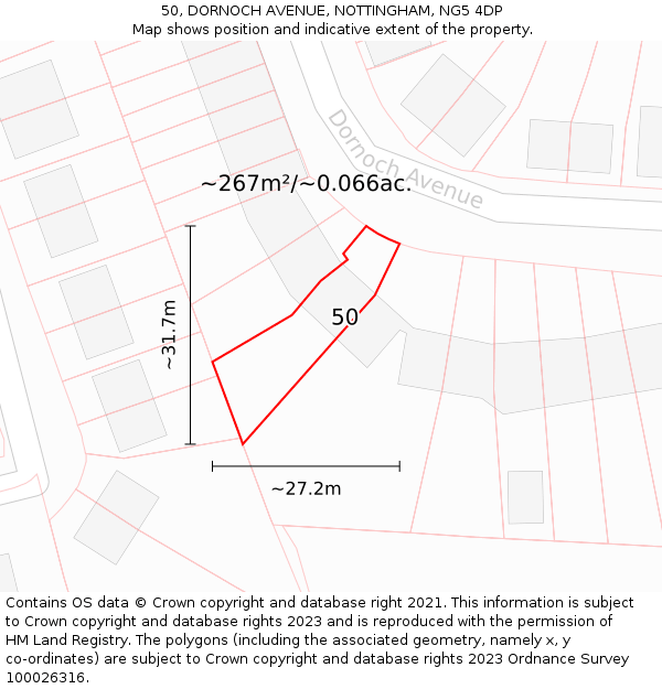 50, DORNOCH AVENUE, NOTTINGHAM, NG5 4DP: Plot and title map