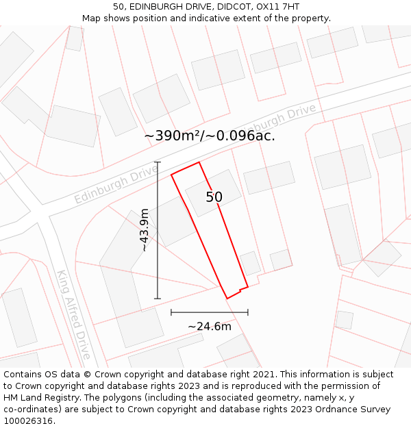 50, EDINBURGH DRIVE, DIDCOT, OX11 7HT: Plot and title map