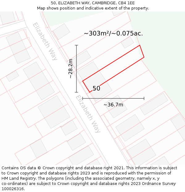 50, ELIZABETH WAY, CAMBRIDGE, CB4 1EE: Plot and title map