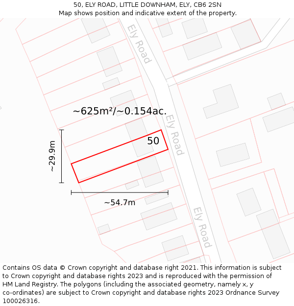 50, ELY ROAD, LITTLE DOWNHAM, ELY, CB6 2SN: Plot and title map