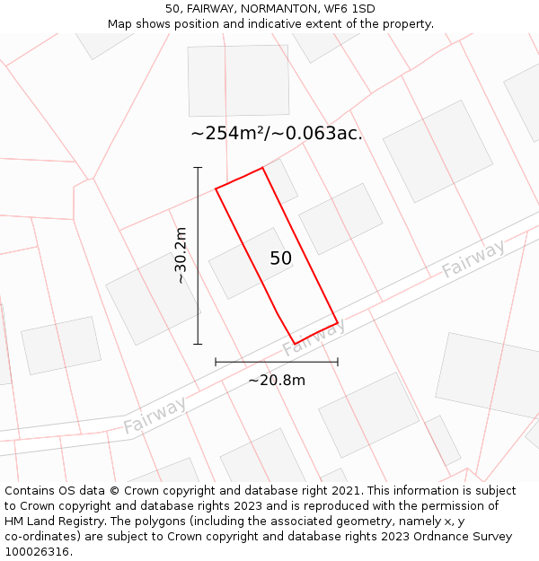 50, FAIRWAY, NORMANTON, WF6 1SD: Plot and title map