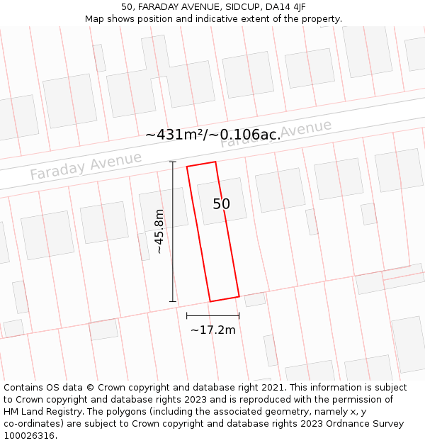 50, FARADAY AVENUE, SIDCUP, DA14 4JF: Plot and title map