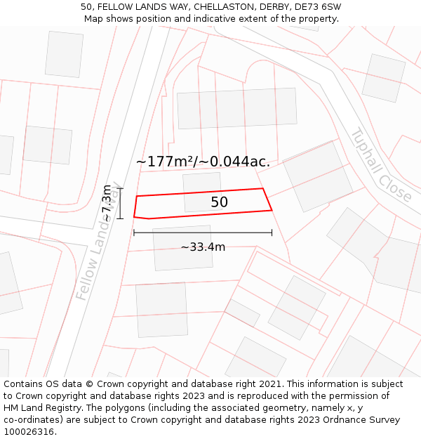 50, FELLOW LANDS WAY, CHELLASTON, DERBY, DE73 6SW: Plot and title map