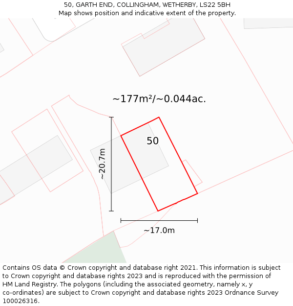 50, GARTH END, COLLINGHAM, WETHERBY, LS22 5BH: Plot and title map