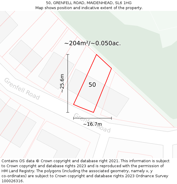 50, GRENFELL ROAD, MAIDENHEAD, SL6 1HG: Plot and title map