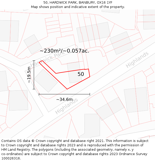 50, HARDWICK PARK, BANBURY, OX16 1YF: Plot and title map