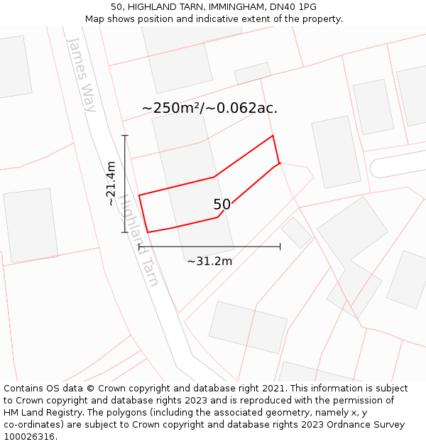50, HIGHLAND TARN, IMMINGHAM, DN40 1PG: Plot and title map
