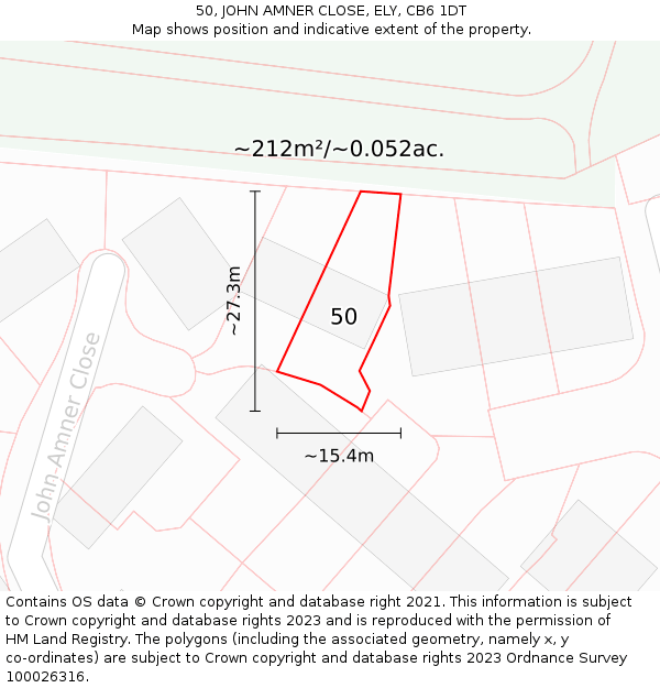 50, JOHN AMNER CLOSE, ELY, CB6 1DT: Plot and title map