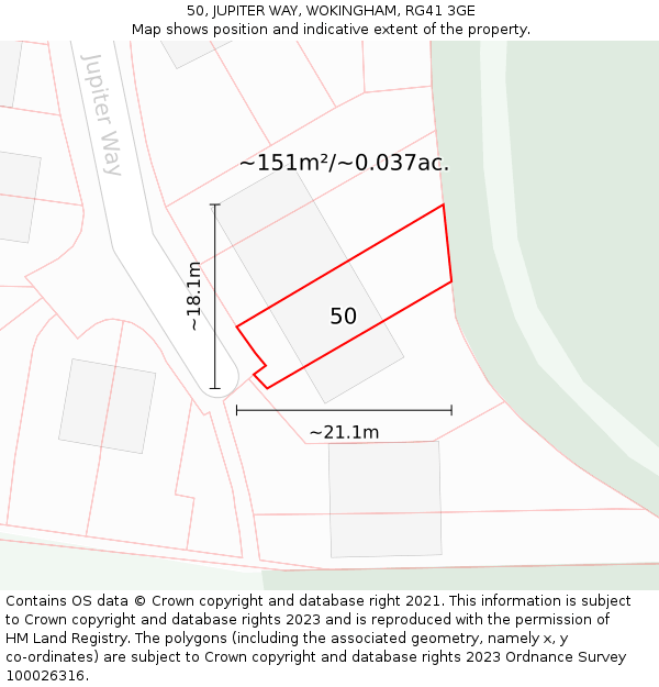 50, JUPITER WAY, WOKINGHAM, RG41 3GE: Plot and title map