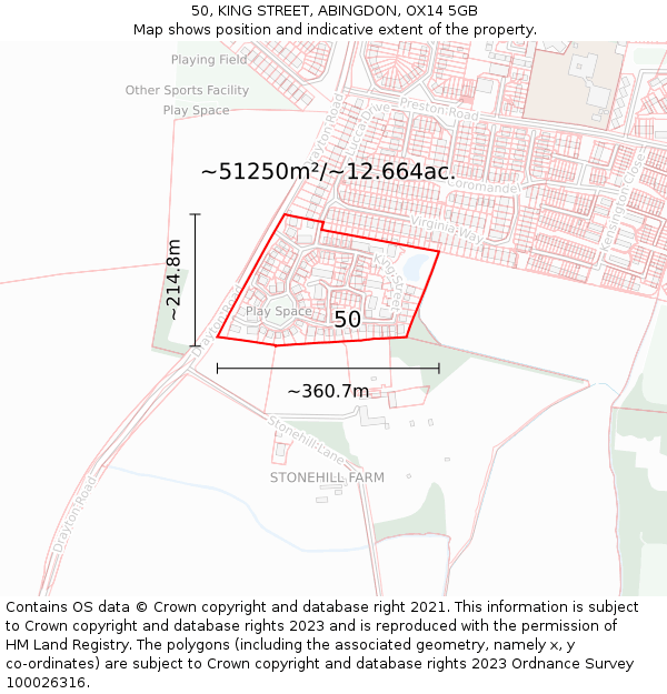 50, KING STREET, ABINGDON, OX14 5GB: Plot and title map