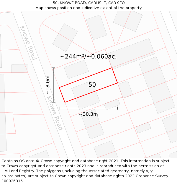 50, KNOWE ROAD, CARLISLE, CA3 9EQ: Plot and title map