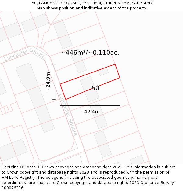 50, LANCASTER SQUARE, LYNEHAM, CHIPPENHAM, SN15 4AD: Plot and title map