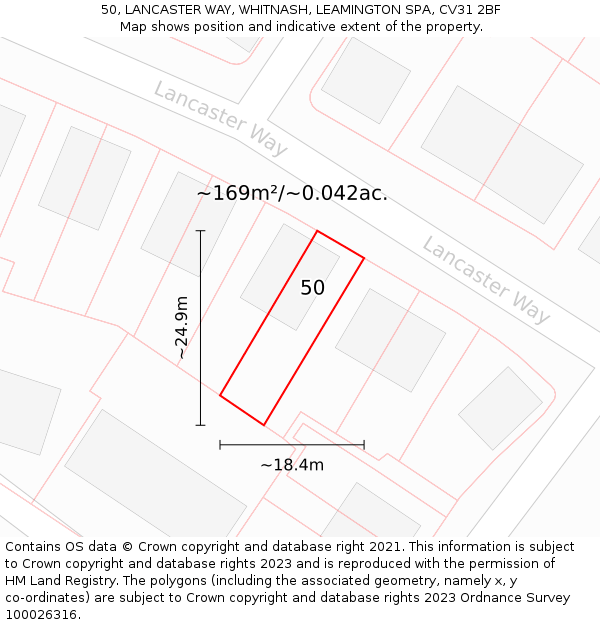 50, LANCASTER WAY, WHITNASH, LEAMINGTON SPA, CV31 2BF: Plot and title map