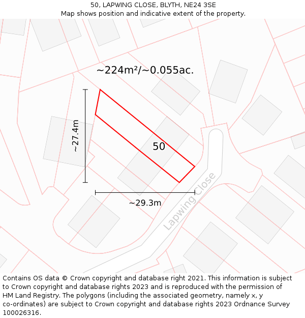 50, LAPWING CLOSE, BLYTH, NE24 3SE: Plot and title map