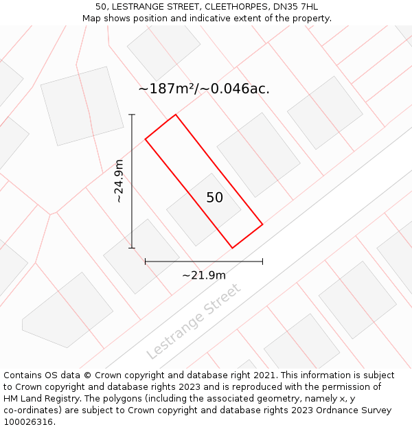 50, LESTRANGE STREET, CLEETHORPES, DN35 7HL: Plot and title map