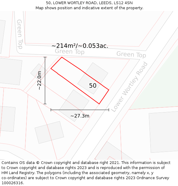 50, LOWER WORTLEY ROAD, LEEDS, LS12 4SN: Plot and title map