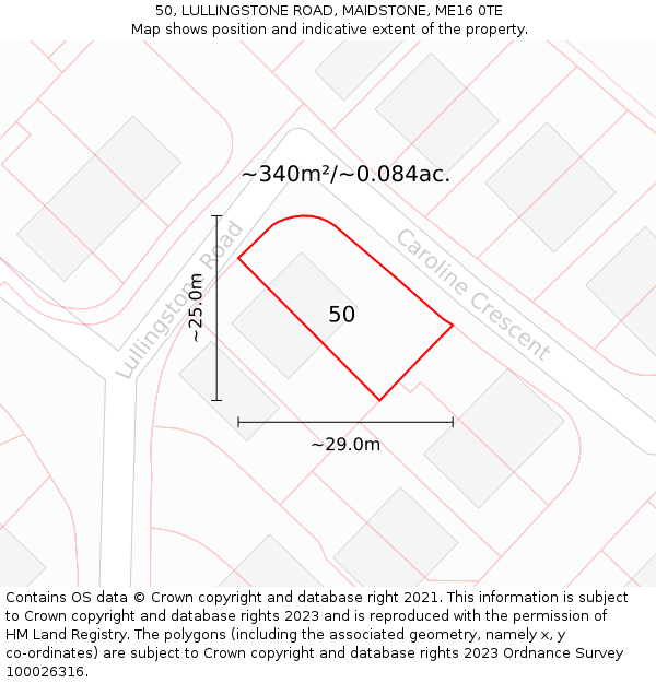 50, LULLINGSTONE ROAD, MAIDSTONE, ME16 0TE: Plot and title map