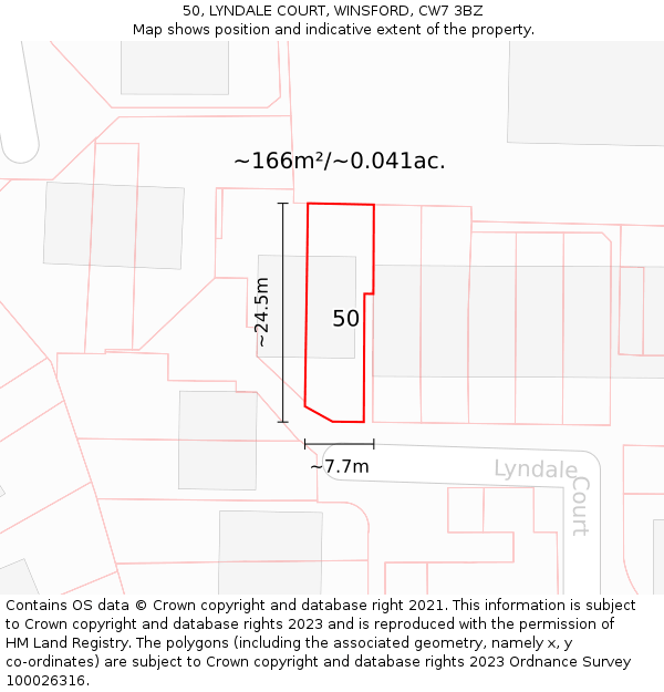 50, LYNDALE COURT, WINSFORD, CW7 3BZ: Plot and title map