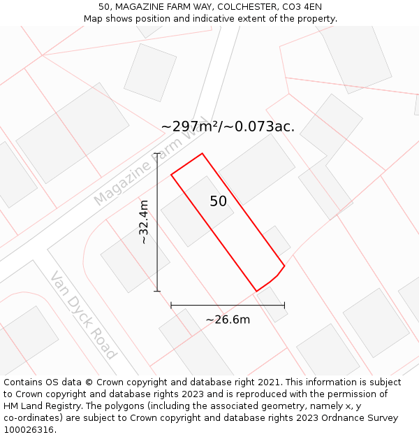 50, MAGAZINE FARM WAY, COLCHESTER, CO3 4EN: Plot and title map