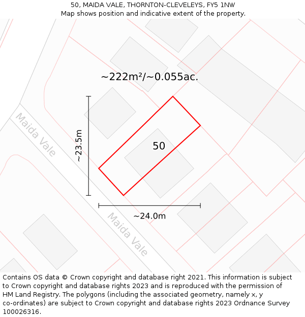 50, MAIDA VALE, THORNTON-CLEVELEYS, FY5 1NW: Plot and title map