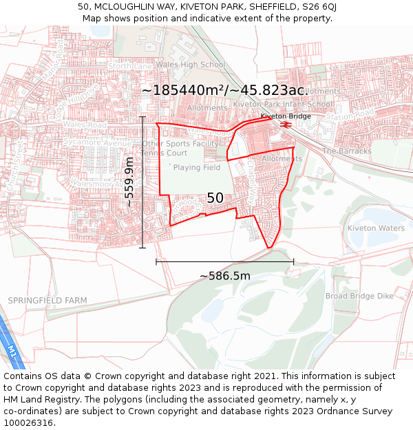 50, MCLOUGHLIN WAY, KIVETON PARK, SHEFFIELD, S26 6QJ: Plot and title map