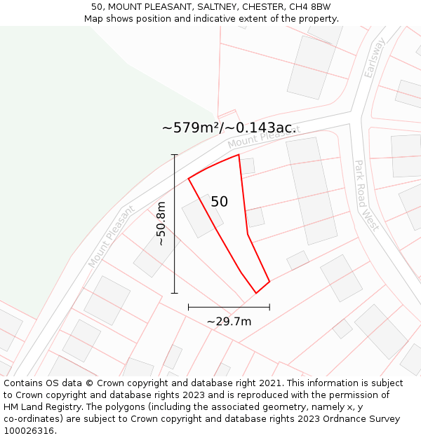 50, MOUNT PLEASANT, SALTNEY, CHESTER, CH4 8BW: Plot and title map