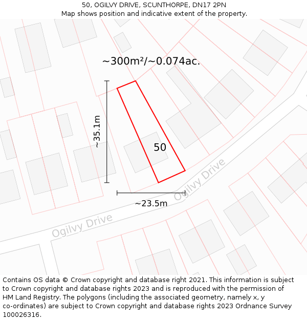 50, OGILVY DRIVE, SCUNTHORPE, DN17 2PN: Plot and title map