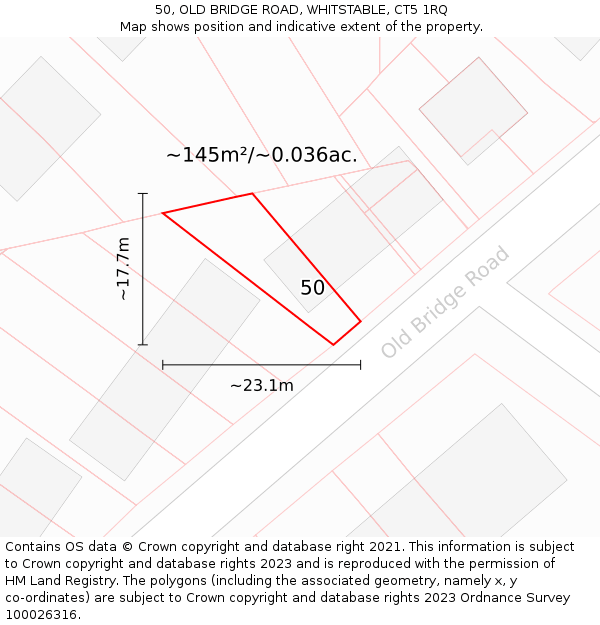 50, OLD BRIDGE ROAD, WHITSTABLE, CT5 1RQ: Plot and title map